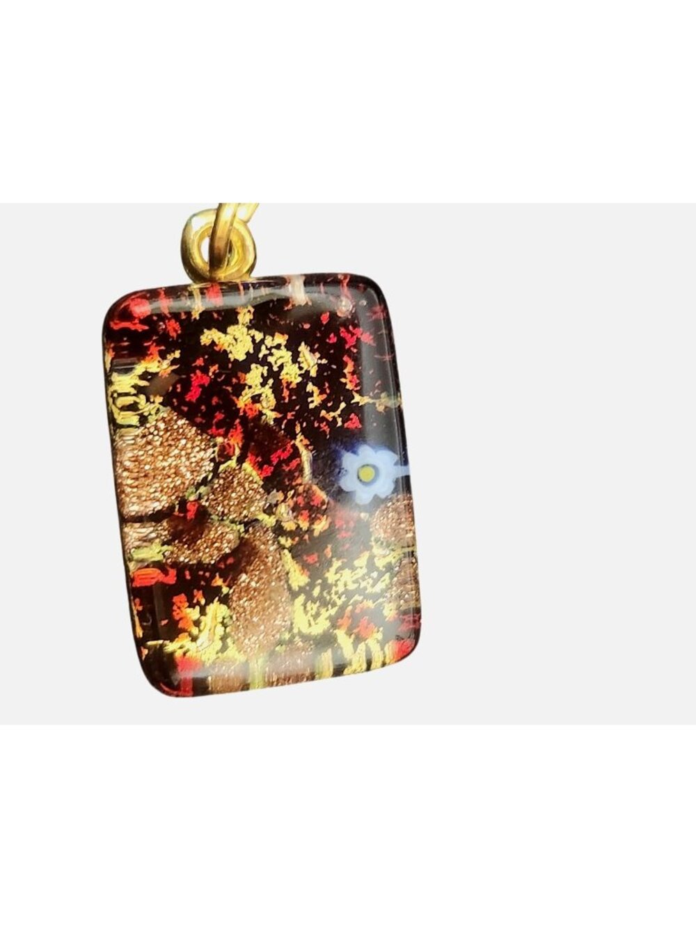 Unique Murano Pendant with shimmer and a small baby blue Millefiori
